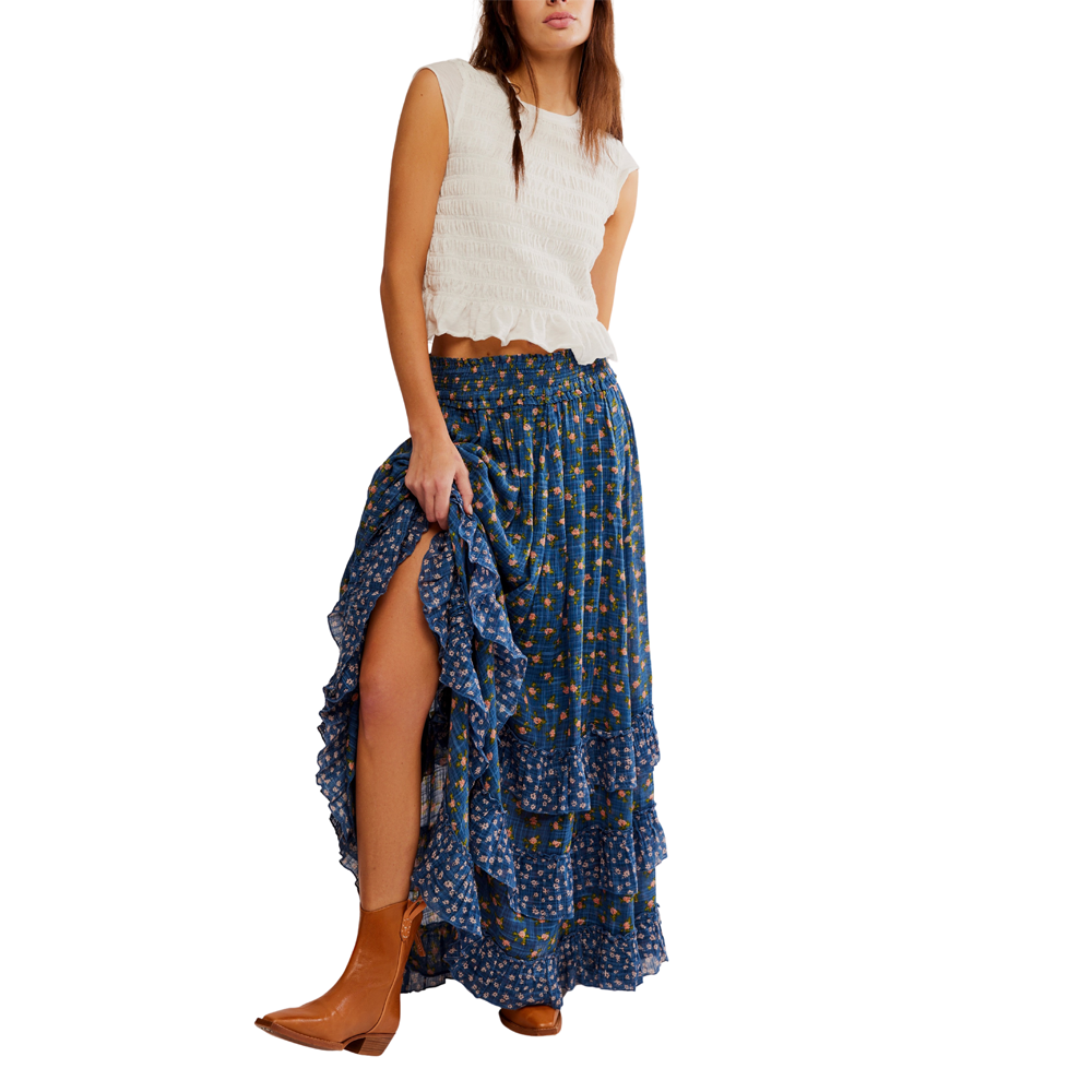 Free People One Brynn Printed Maxi Skirt